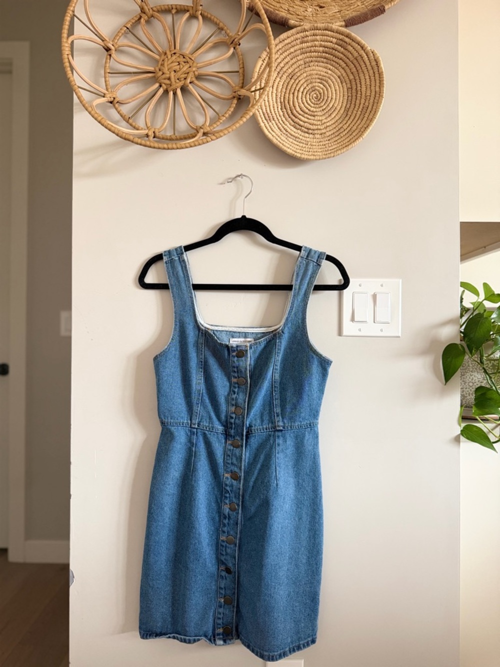 Urban Outfitters Light Blue Denim Button-Front Mini Dress